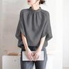 ZANZEA Women Casual Stand Collar Loose 3/4 Sleeve Solid Blouse