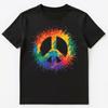 Colorful Paint Splash Peace Sign Art Graphic Unisex T-Shirt