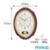 MAG Wall Clock, Radio-Controlled, Analog, Pendulum, Melody, Time Signal, Automatic Stop, Volume Control, Nighttime Second Hand Stop, 37.0cm X 27.8cm,