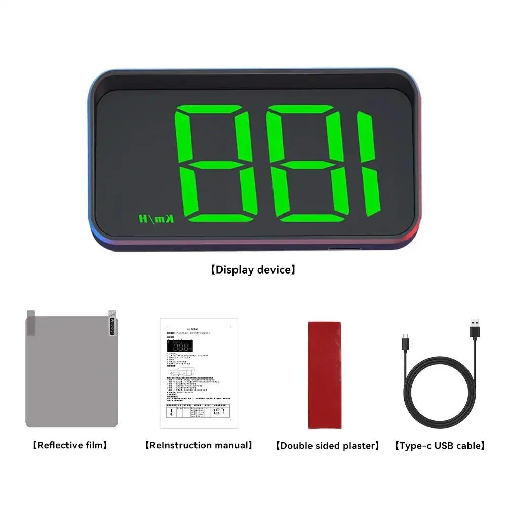 KMH MPH Car GPS Speedometer Head Display Digital HUD Speed Meter Dispaly Plug and Play for Vehicle Truck Motorcycle E-bikes