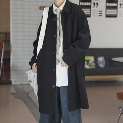 Men's Trendy Casual Windbreaker Jacket - Spring/Autumn, Mid-Length, Hong Kong/Japanese/Korean Style, Sporty, Handsome, Loose Fit.
