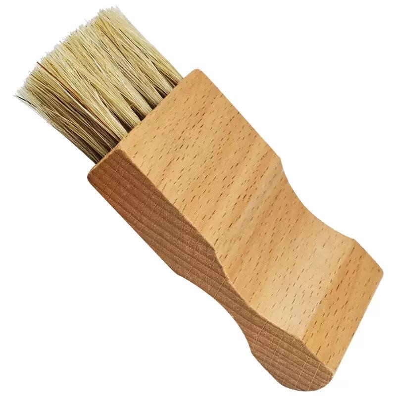 Mini Beechwood Chess-Shape Boar Bristle Shoe Brush - Dual Color, Polished, Multi-functional for Dust Removal