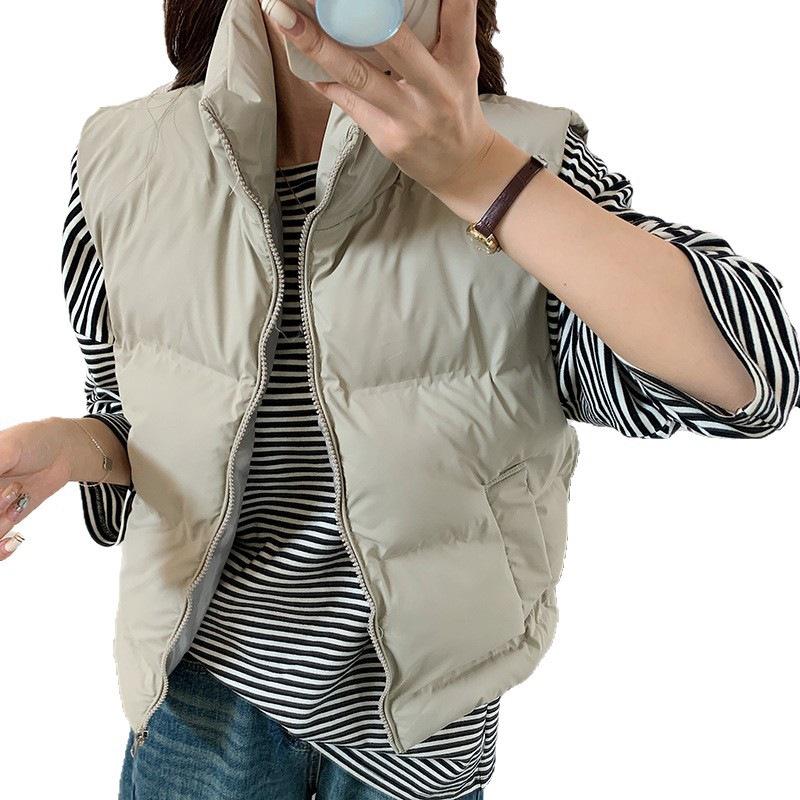 Cotton clothes, vest women's short loose casual stand-up collar thickened versatile vest student vest bread clothes