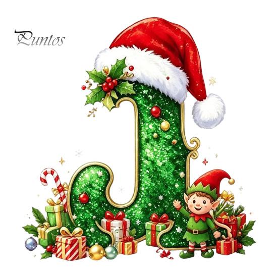 Santa Hat Letter Tree Pendant 26 Alphabet Christmas Ornament, Personalized Letters Acrylic Hanging Decoration with Festive Elf Pattern Initial