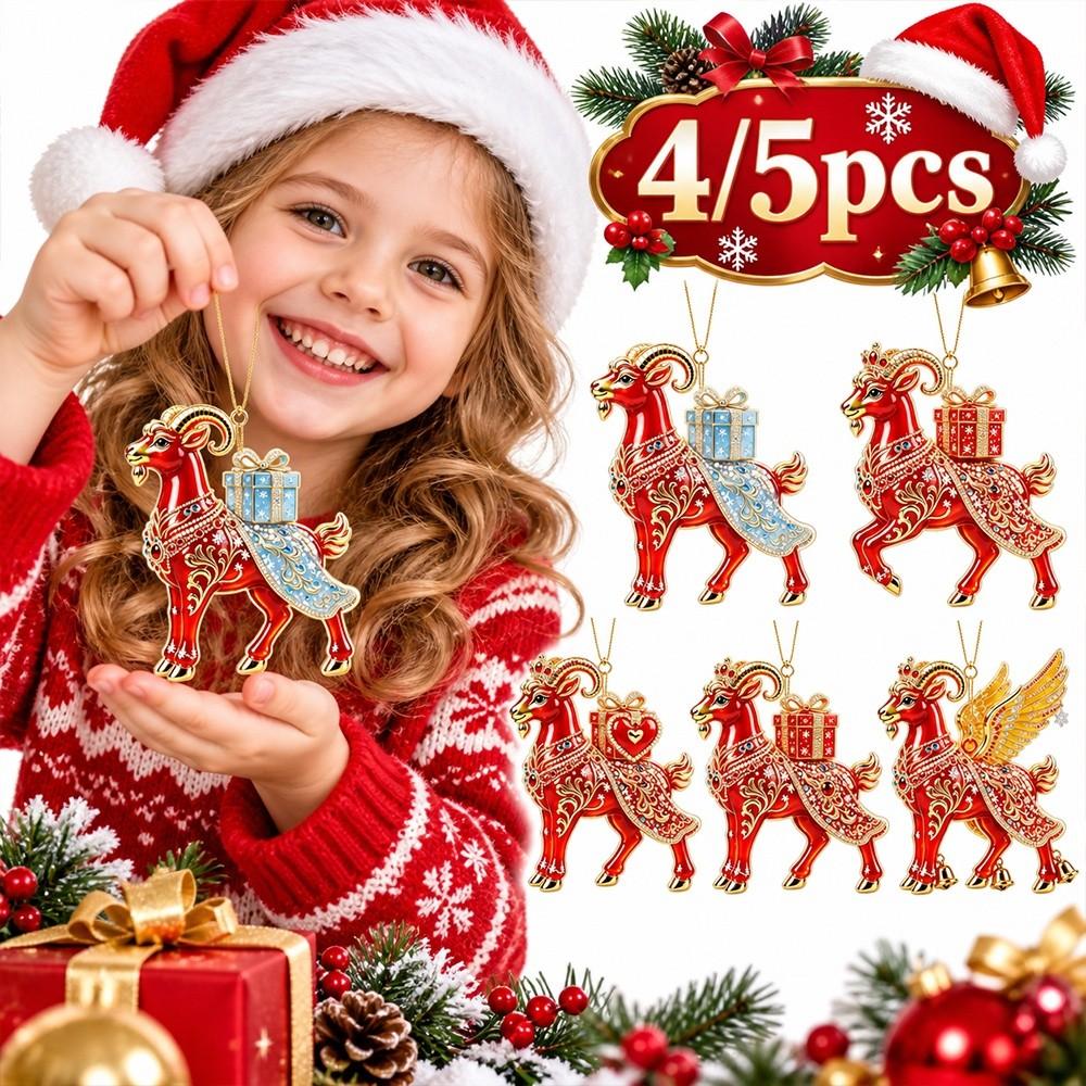 2D Flat Goat Pendant Shining Christmas Tree Ornament Animal Hanging Decoration  Shop Window Display