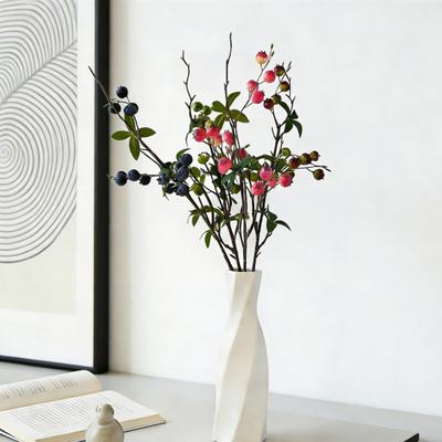 Artificial Pomegranate Berries Stems Faux Fruit Berry Picks with Leaves for Home Floral Arrangements Christmas Wedding Decoration