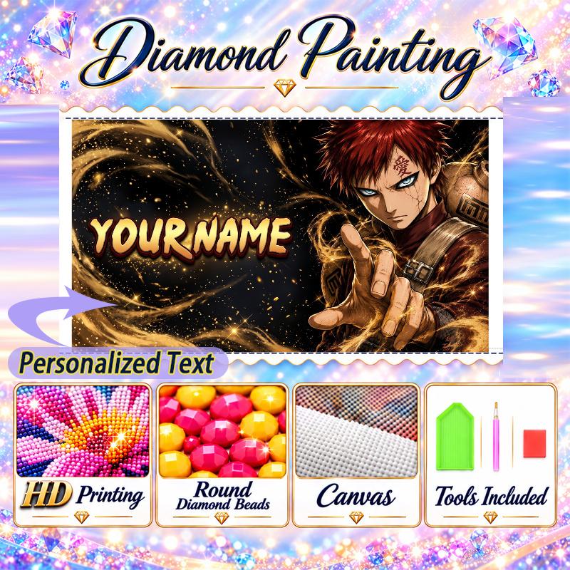 Personalized Gaara Naruto Diamond Art Custom Name 5D Diamond Painting Full Drill DIY Craft