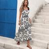 2026 Retro Floral Print Strappy Sundress: Slim-Fit Ethnic Style with Open Back for Women
