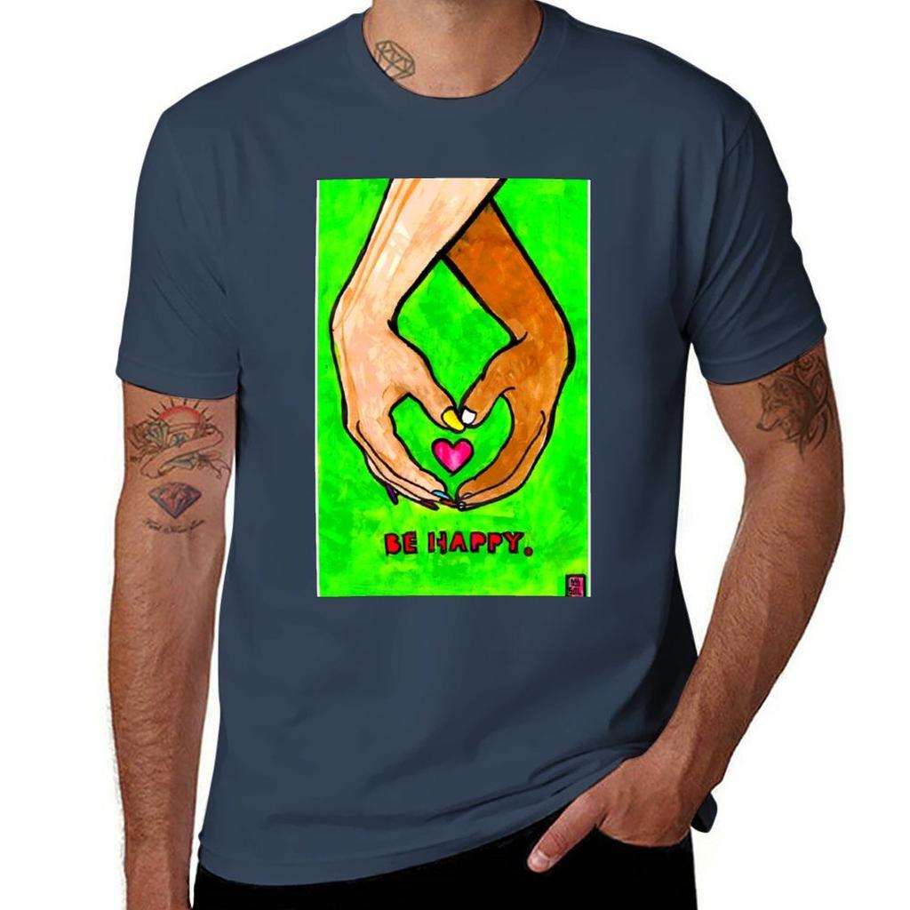 BE HAPPY TShirt Gym Wear Breathable Short Sleeve Tee