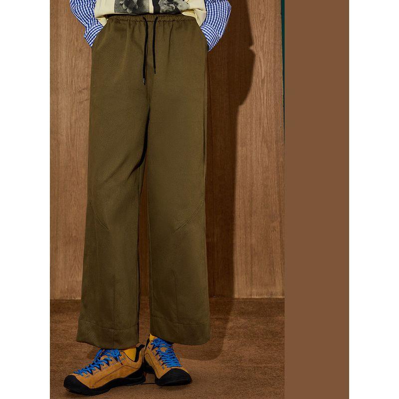 Coolhut Pure Cotton Army Green Wide-Leg 2025 Autumn New Women's Versatile Loose Straight Casual Pants