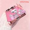 2DFlat electroplated tempered glass phone case,Cute Pink Skeleton Peace Sign Phone Case,suitable for iPhone 18 Pro Max 17 16 15 14 13 12 11