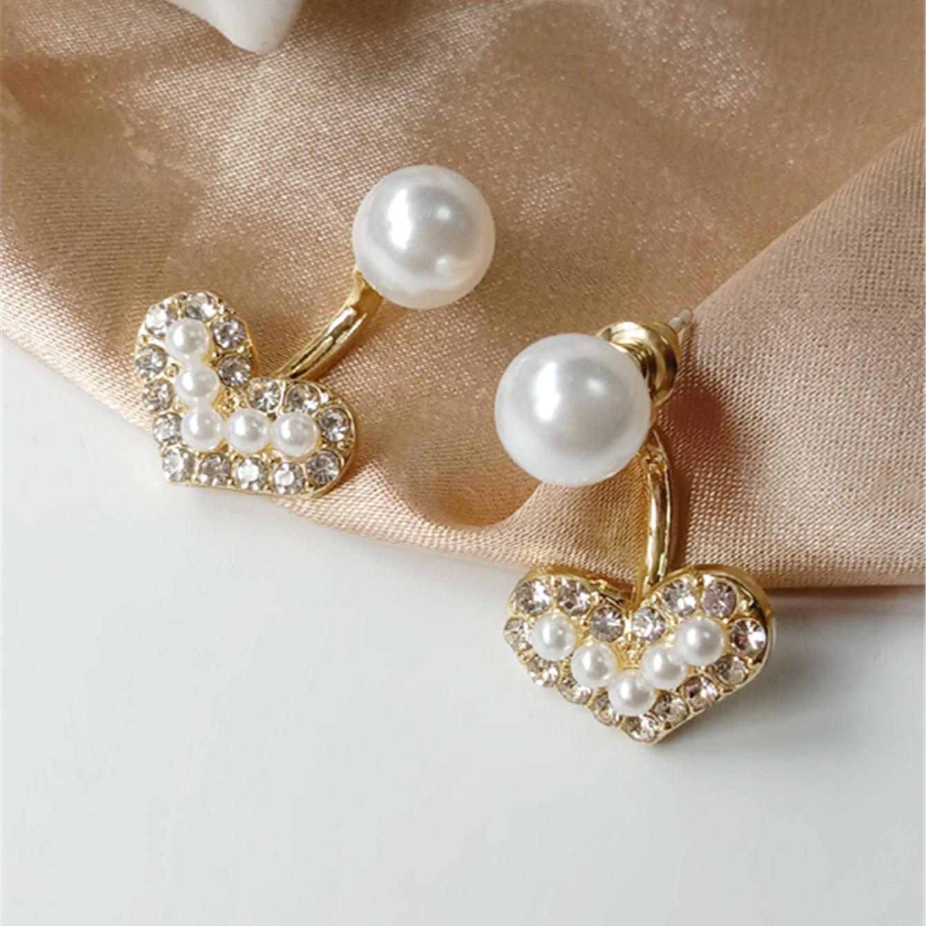 

Мини-серьги со стразами и жемчугом, серьги-подвески Temperament Love для женщин золотой