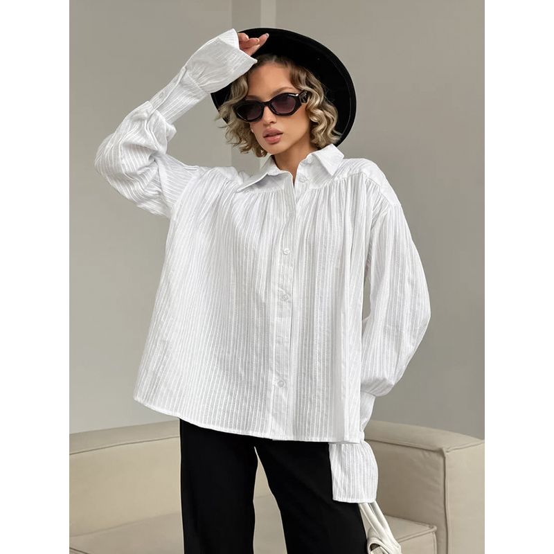 Fashion 2025 Early Autumn New Arrival French Style Design Drop Shoulder Shirt Women Loose Lazy Style Top