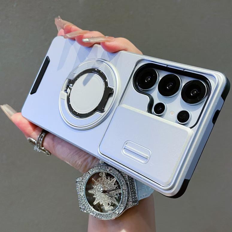 Slide Camera Protection Case For Samsung S26 S25 S24 S23 FE S22 Ultra Plus A57 A17 A56 A36 A16 A06 A55 A35 Magnetic Holder Cover