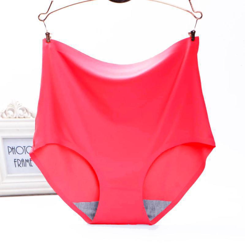 Plus-size Seamless High-waist Women's Ice Silk Briefs