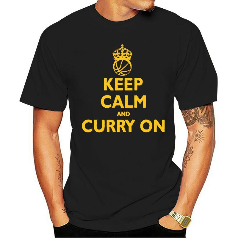 

2023 Leisure Fashion 100% cotton O-neck T-shirt Clothing Youth Keep Calm and Curry On 9561 3XL чорний