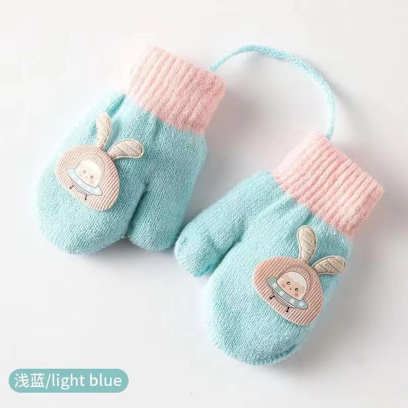 Thicken Mittens for Children Kids Mittens Winter Cute Knitted Gloves Toddler Warm Rope 1-3Years Boy Girl Baby Hand Gloves