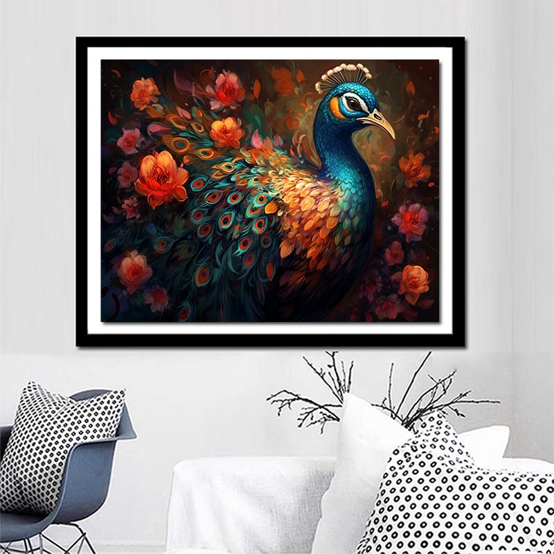 5d DIY Diamond Painting Cross Stitch Colorful Peacock Animal Flowers Diamond Embroidery Mosaic Full Round Drill Home Decor Arts