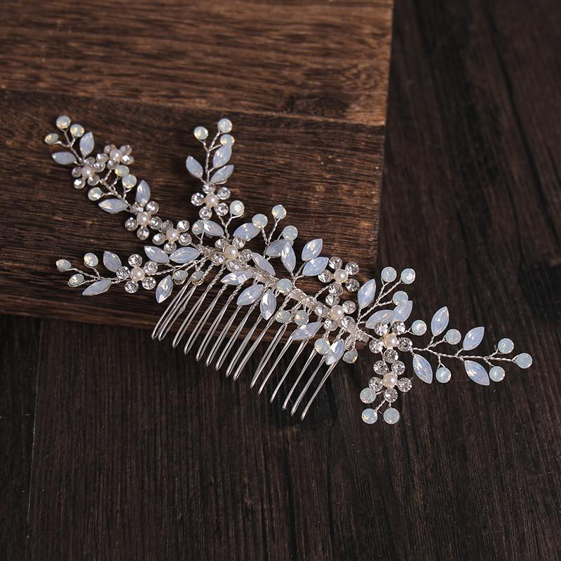 Bride Combs Silver Rhinestone Flower Headdress Gold Crystal Hair Dress Wedding Accessories Bridesmaid Headband Gift Headwear