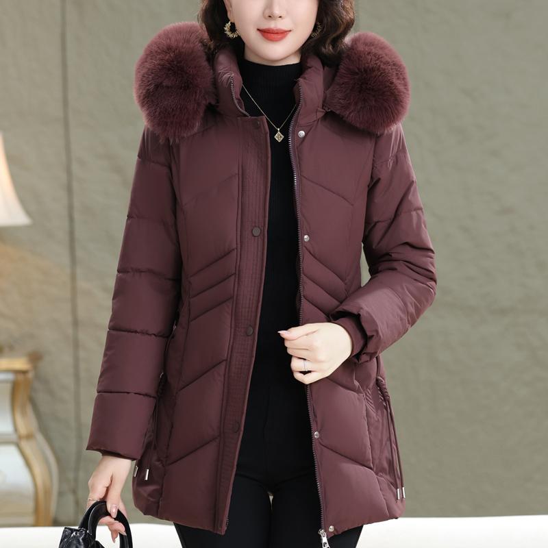 Jachete Femeie de Vârstă Mijlocie Iarnă Mărimi Mari Haine Exterioare cu Glugă Guler din Blană Faux Gros Cald Casual Palton de Iarnă Parkas Femei