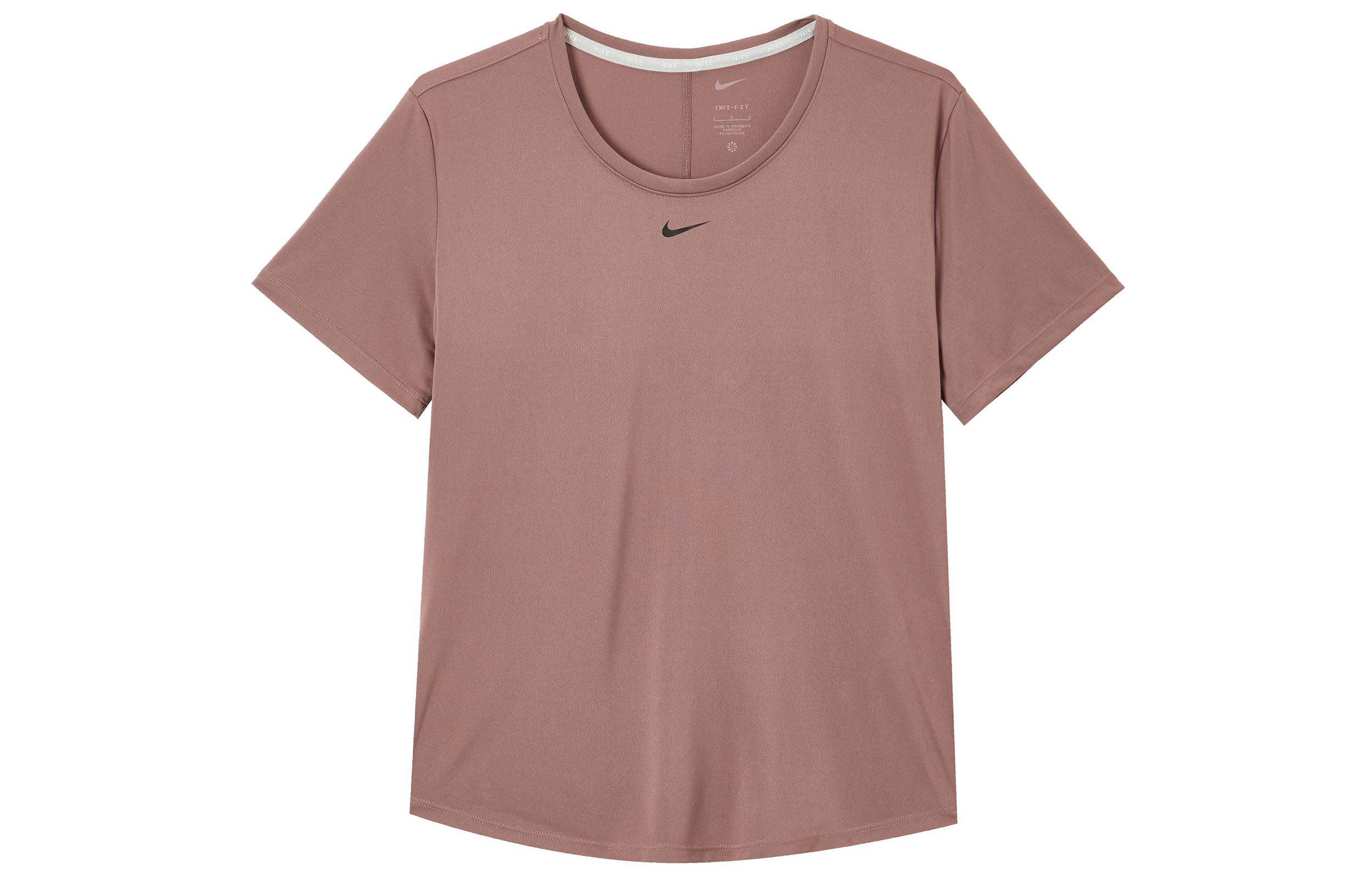 Nike Dri Fit One Drop Shoulder Sleeve T Shirt Women s Gray Pink DD0639-208 S