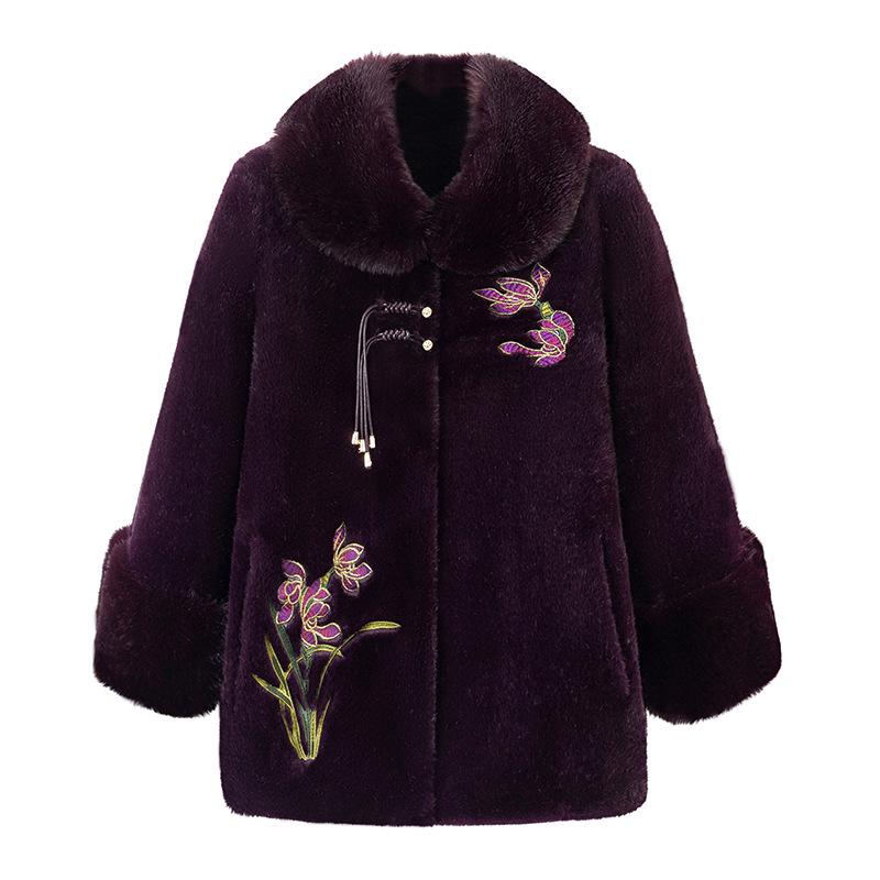 New-Style Winter Jackets: Fleece-Lined Coats for Middle-Aged and Elderly Women 3XL фиолетовый