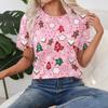 Fashion Hot Sale Christmas Halloween Double Series 3D Printed Women's Trend Crew Neck Loose Short Sleeve T-Shirt