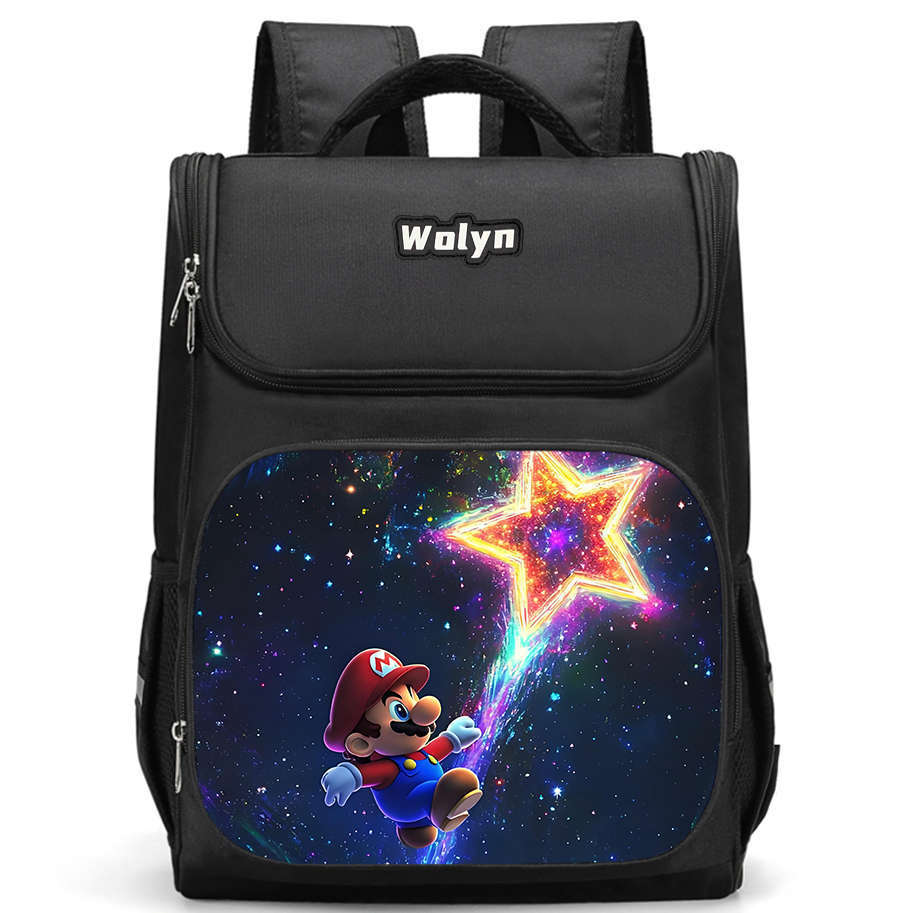 Der Super Mario Galaxy Film Strapazierfähiger Rucksack mit mehreren Fächern für Schulkinder Mit atmungsaktiven Air-Cushion-Trägern
