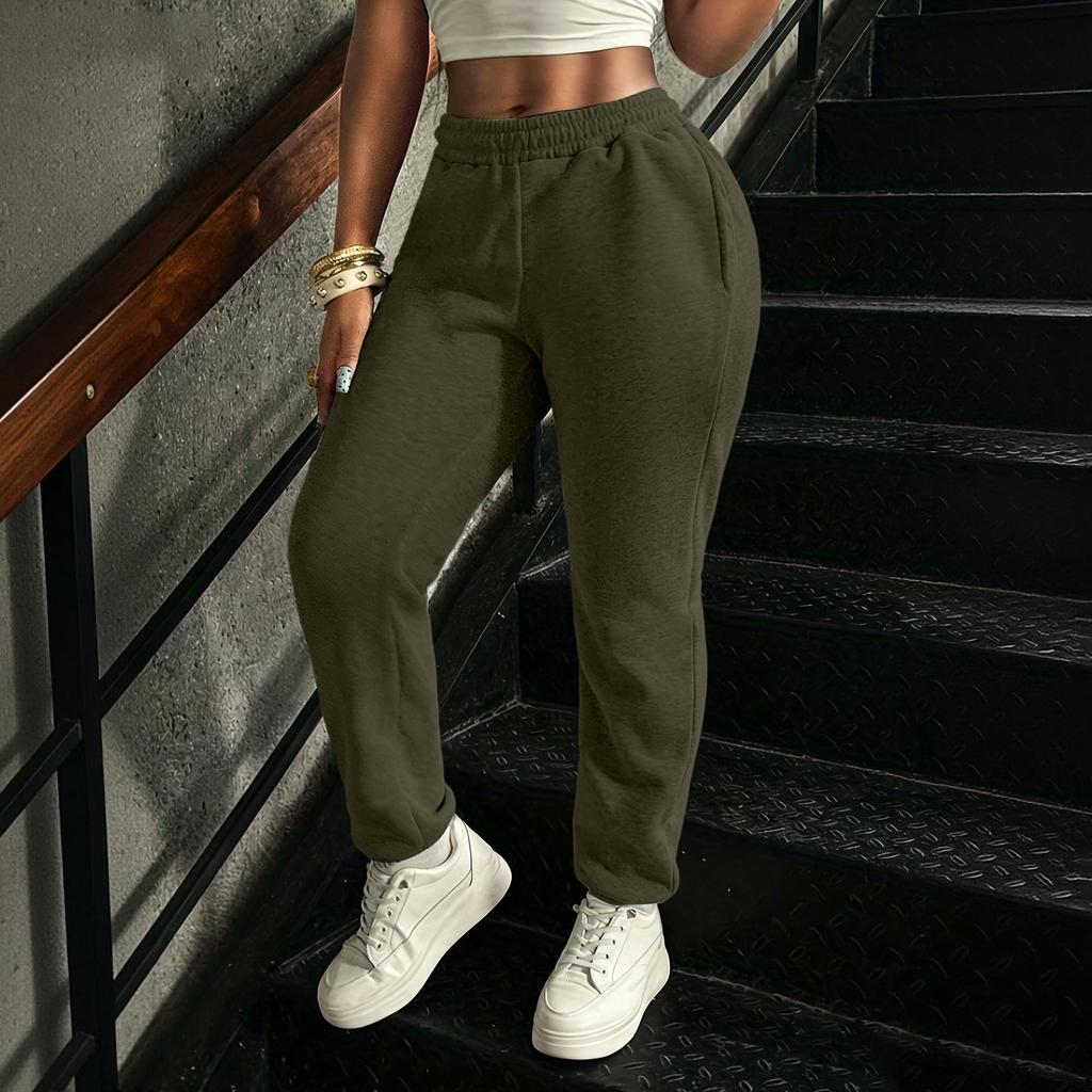 Pantaloni della tuta colorati da donna con elastico in vita e tasche per abbigliamento casual