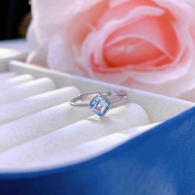 Natural Blue Topaz S925 Silver Ring - Simple Design Jewelry
