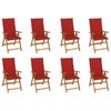 Folding Garden Chairs with Cushions Set of 8 Acacia Wood