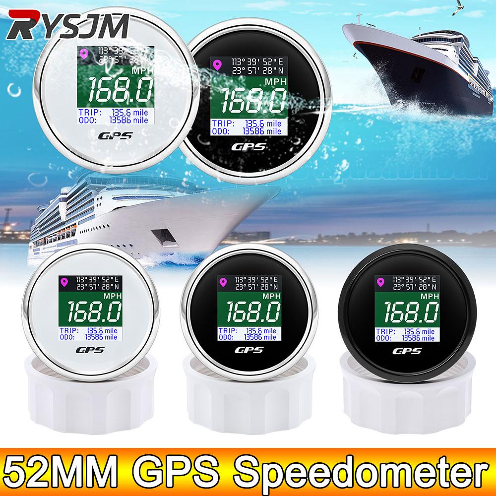 AD 52MM GPS Speedometer With GPS Antenna 12V 24V TFT Screen Speedometer 999 MPH Knot KMH Odometer TRIP Display for Car Boat