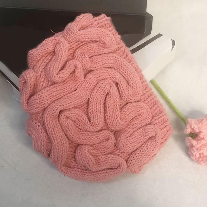 Lovely Cerebrum Beanies Hat Windproof Skull Hat Female Thick Warm Hat Outdoor Hat Cold Weather Beanies for Adult