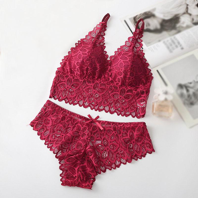 

Комплект женского нижнего белья бюстгальтер и трусы комплект из двух частей женское кружевное нижнее белье костюм One Size