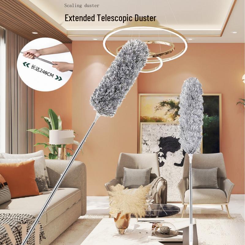 2.8m Retractable Feather Duster for Curved Ceilings - Electrostatic Household Dust Remover