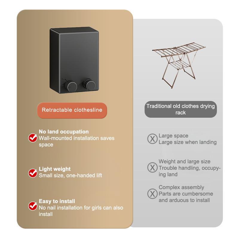 Varal Retrátil Sem Furos El Pendurado na Parede Rack para Secar Roupa Arame de Aço Interno Organizador Invisível Cabide de Lavanderia