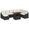 VidaXL Ensemble de Canapé de Jardin 9 Pièces avec Coussins Noir Rotin Synthétique 3361369