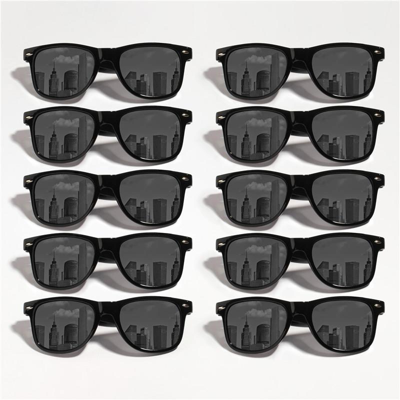 12PCS Classic Black Square Fashion Glasses with Bolt Decoration For Party Pography Wedding Birthday Graduation Hiking