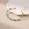 Handmade Turquoise Beaded Bracelet 18k Gold Plated Copper Tube Fashion Jewelry For Women