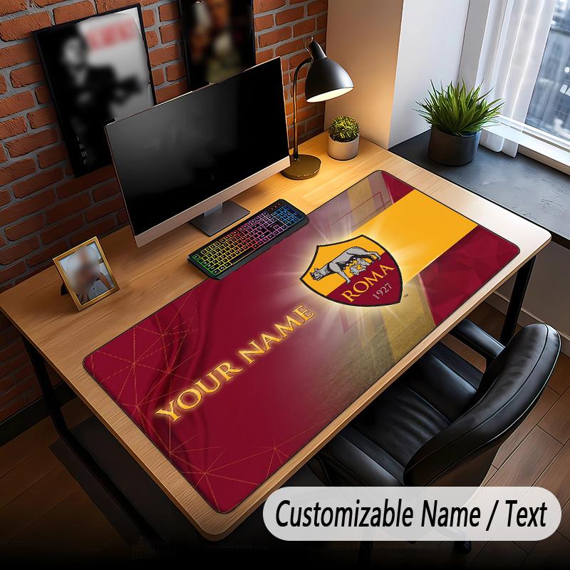 Duża Podkładka pod Mysz AS Roma FC Nadruk Niestandardowy Tekst z Imieniem Mata na Biurko do Biura Gamingowa