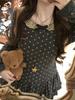 Women's Japanese Polka Dot Ruffle Lace Collar Pullover for Autumn/Winter - New Slim-Fit Versatile Top