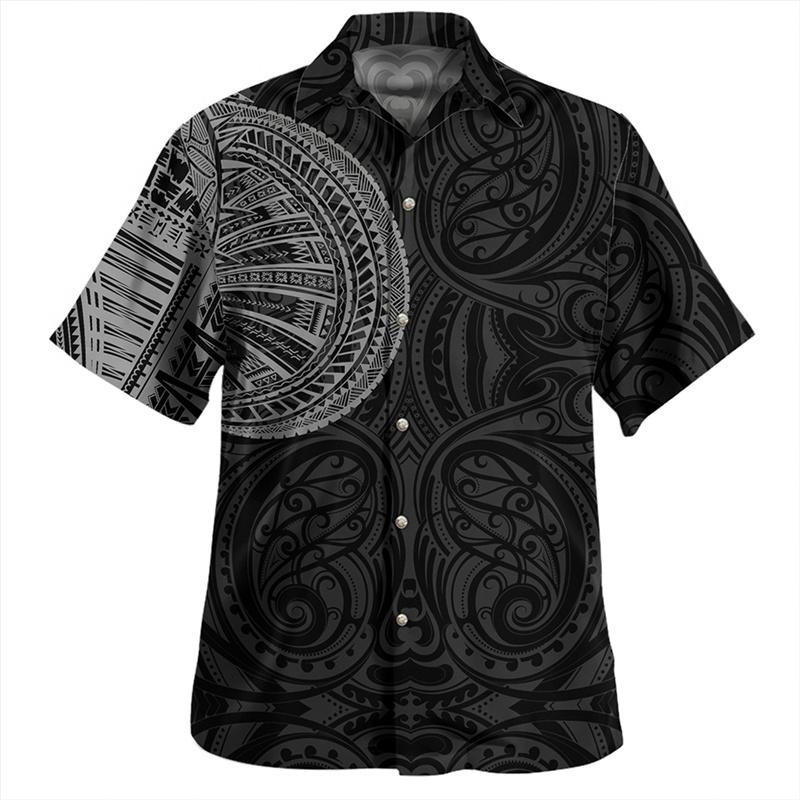 Samoa Polynesische Hawaiian Hemden Für Männer Design Kurzarm Revers Bluse Tops Damen Sommer Lässig