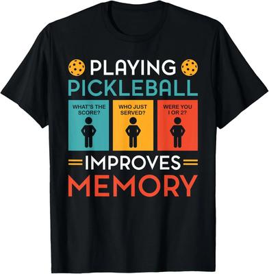 Pickleball Memory Funny Graphic Tee Breathable Cotton Short Sleeve T-Shirt for Sports