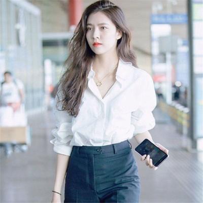 Ladies' Shirt Loose Long-sleeved White Shirt Female Basic Models Design Sense White Shirt Casual Blouse Versatile Temperament Elegant Fashion Top