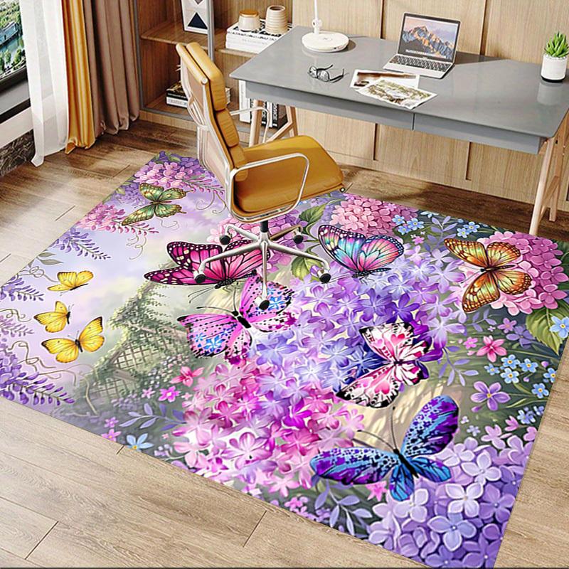 1PC Butterflies Flowers Non-Slip Floor carpet, Office, family, bedroom, Studio - Large Area Rug, Vibrant Colors, Longlasting Material-X442
