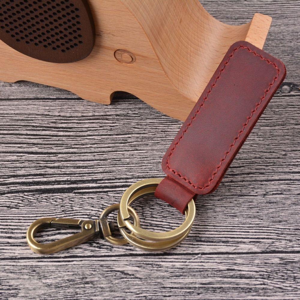 Crazy Horse Leather Car Key Chain Zinc Zinc Alloy Backpack Pendant Cowboy Style Leather Pendant Unisex