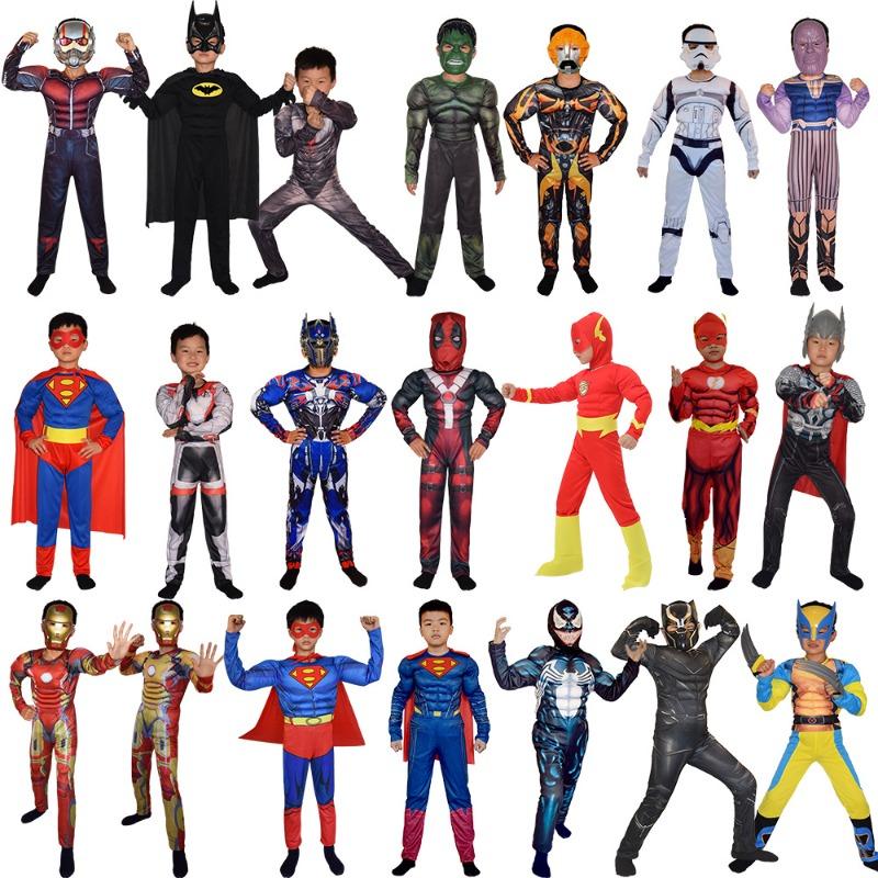 Captain America Superhero Costume Hulk Spider-Man Kids Show Clothing Thor Superman Show Costume