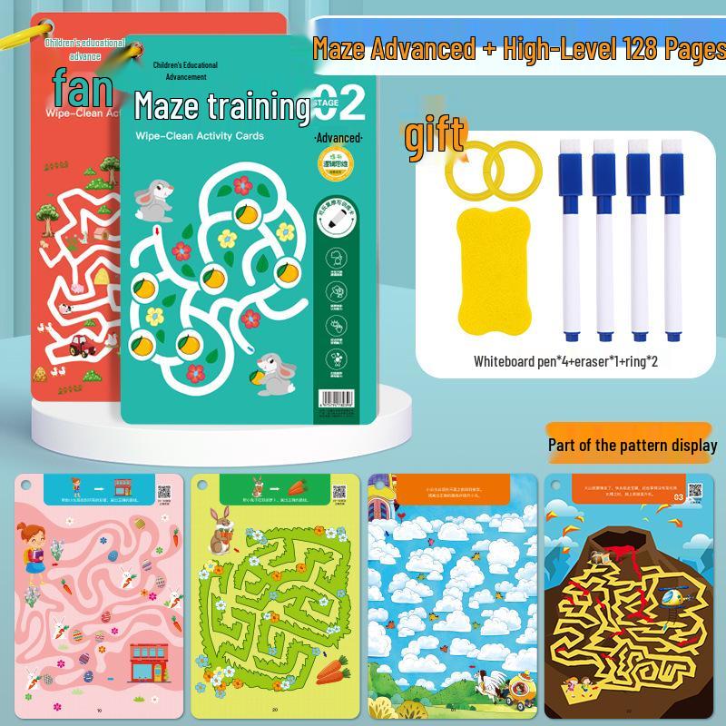 Детская книга-головоломка с лабиринтами: Концентрация и развитие мозга для возраста 3-4 лет