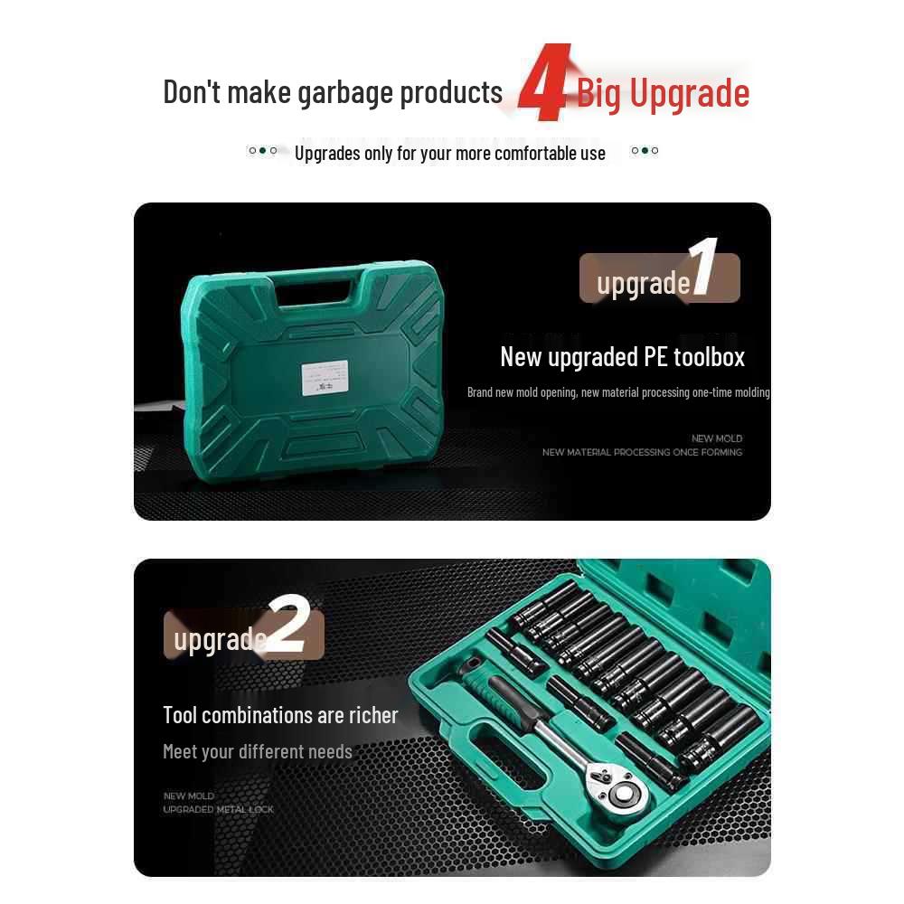 Extended Electric Socket Wrench Set with Large, Medium & Small Hexagonal Air Gun Heads for Auto Repair