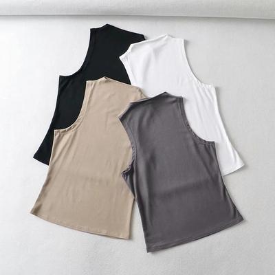 Women's Winter European & American Style Sleeveless Semi-High Neck Top